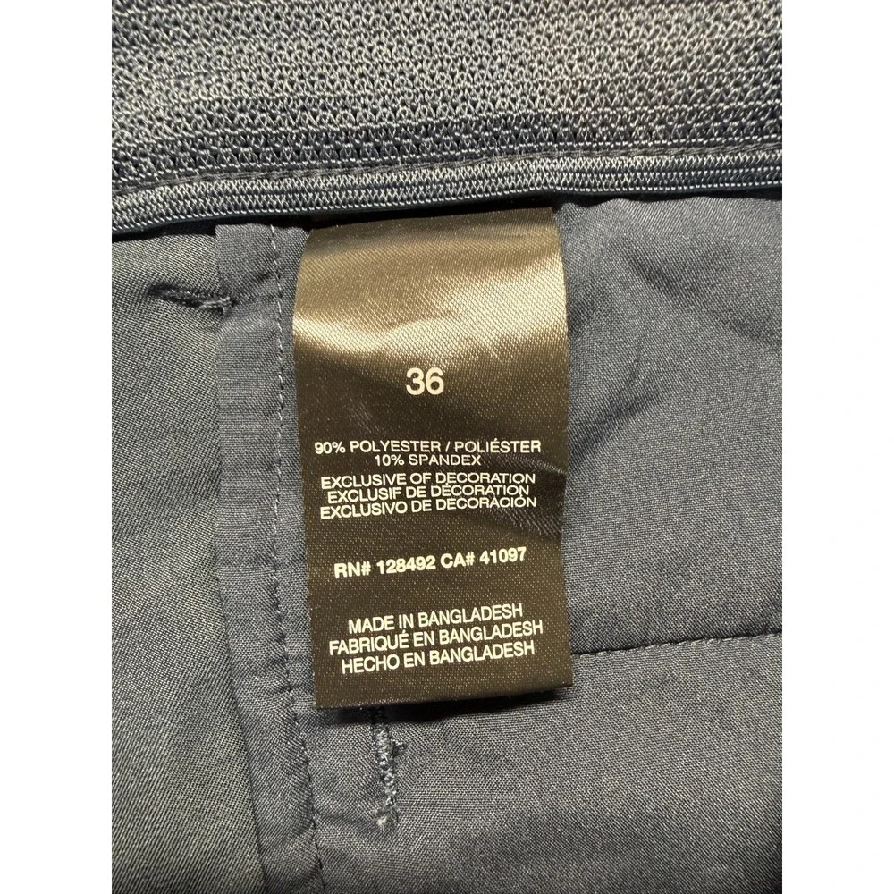 Greg Norman Golf Shorts Men 36 Navy Blue Shark Logo Stretch Athletic Performance